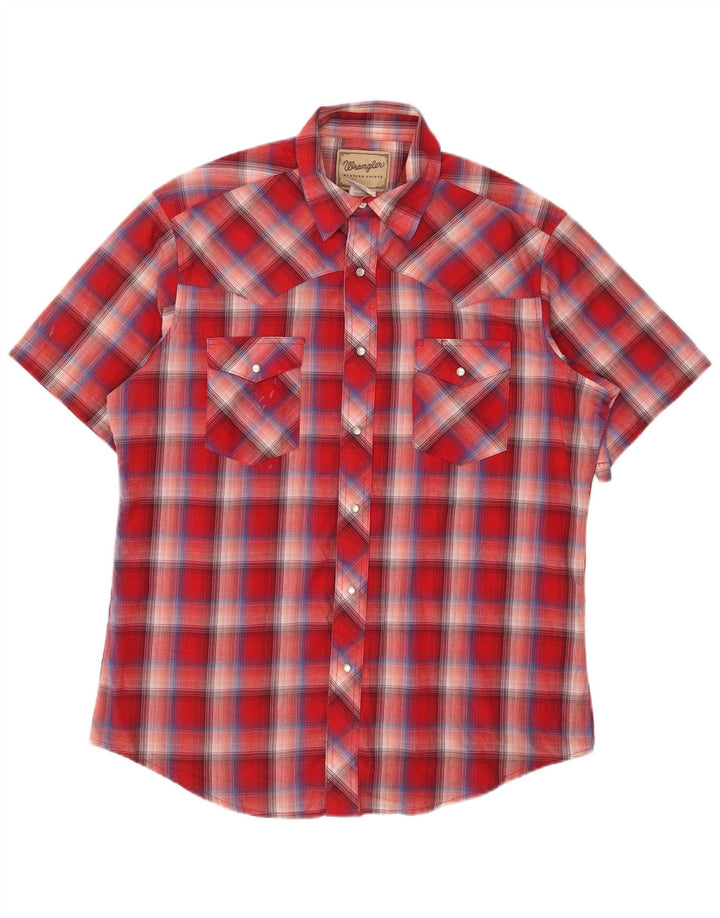 Camicia a maniche corte da uomo Wrangler in cotone a quadri rossi grandi
