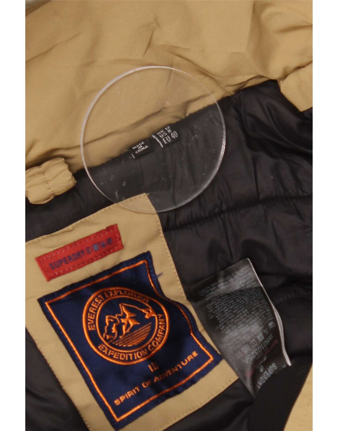 Giacca Parka da donna con cappuccio Superdry UK 12 Poliestere beige medio