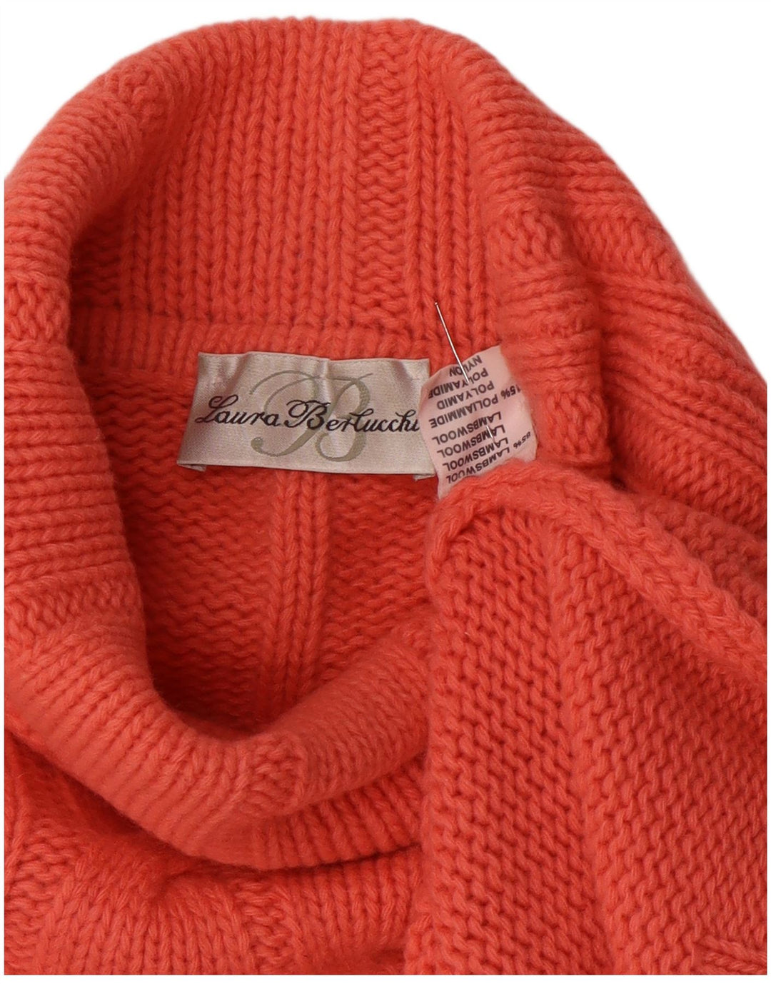 Maglione maglione a collo alto da donna Laura Berlucchi UK 16 Large Pink Lambswool