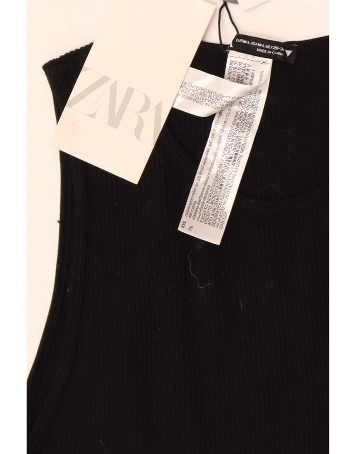 Top corto da donna Zara UK 12 nylon nero medio
