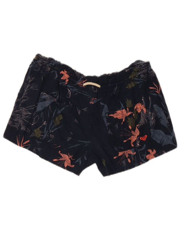 Pantaloncini casual da donna Roxy piccoli W27 lino floreale blu navy