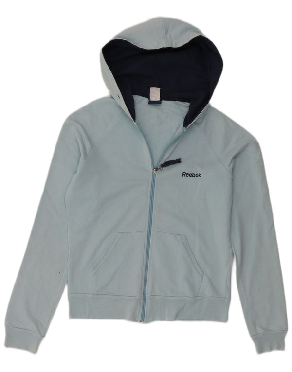 Maglione con cappuccio e zip da donna Reebok UK 10 piccolo cotone blu
