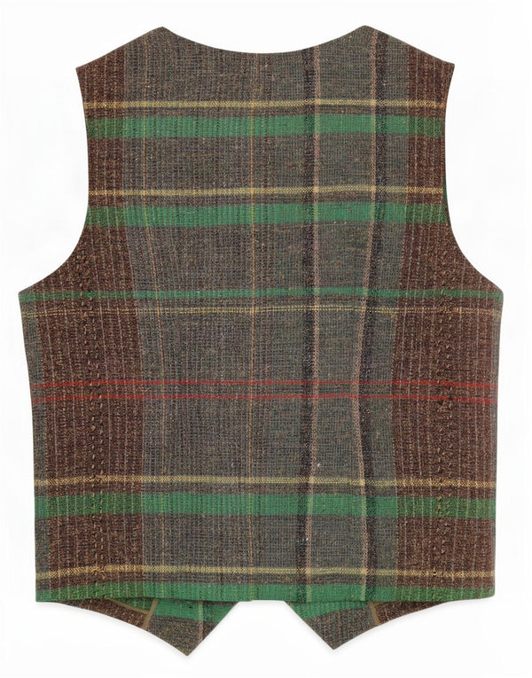 Vintage Womens Waistcoat UK 12 Medium Green Check