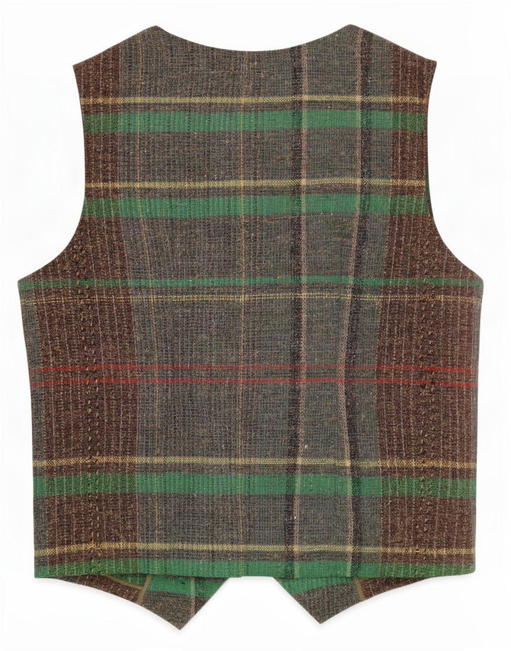 Gilet da donna vintage UK 12 a quadri verde medio