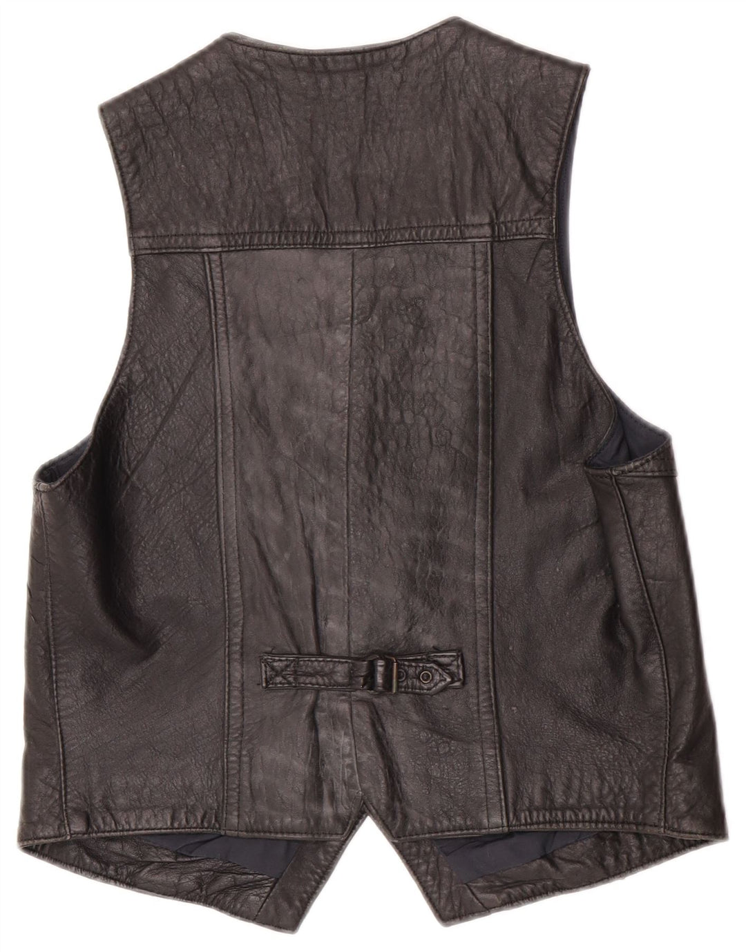 Gilet in pelle da uomo vintage in pelle nera media