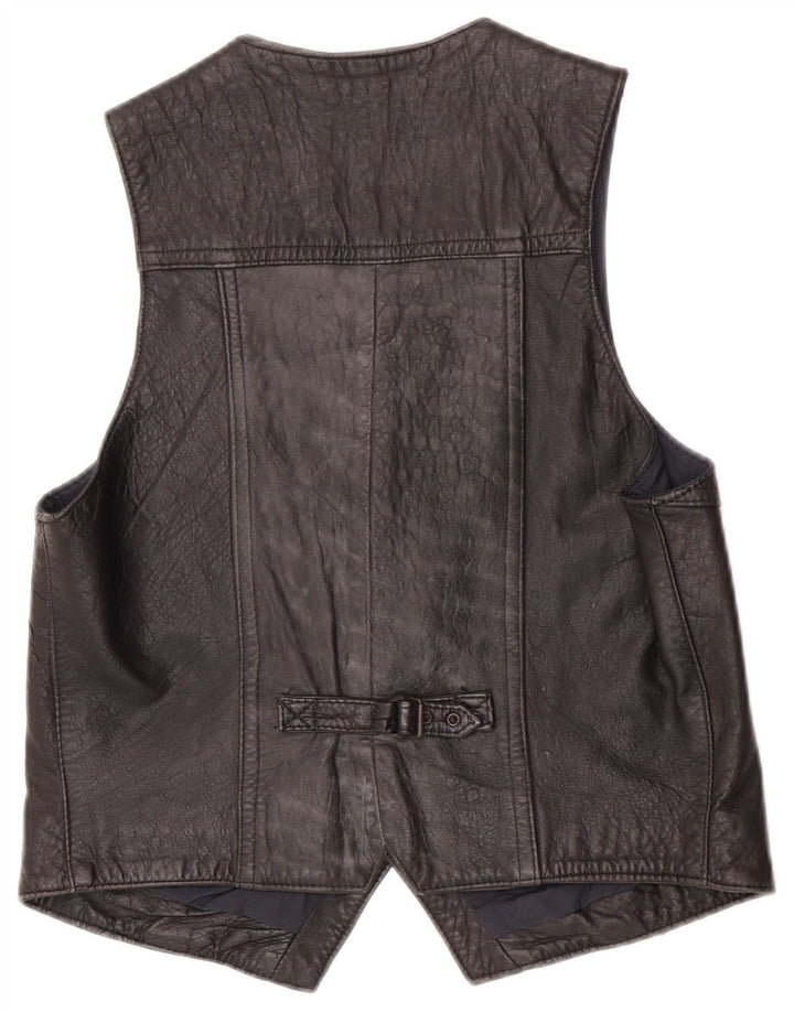 Gilet in pelle da uomo vintage in pelle nera media