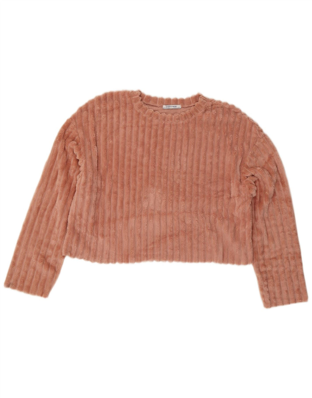 Top corto in camicetta oversize in velluto da donna Zara UK 10 piccolo poliestere rosa