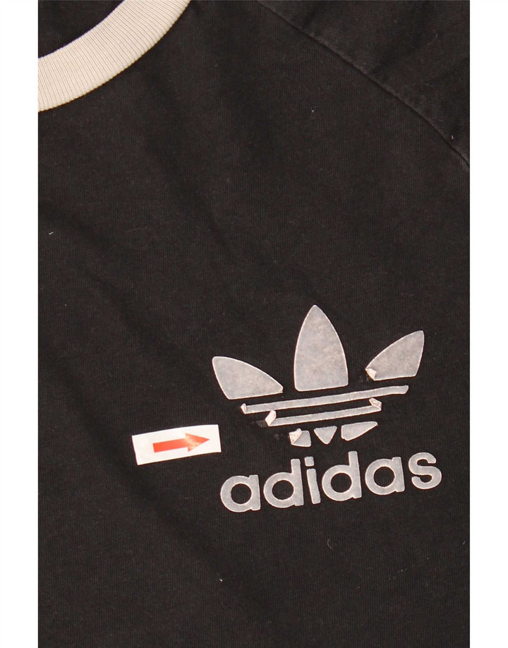 T-shirt da uomo Adidas Top Large nera in cotone color block