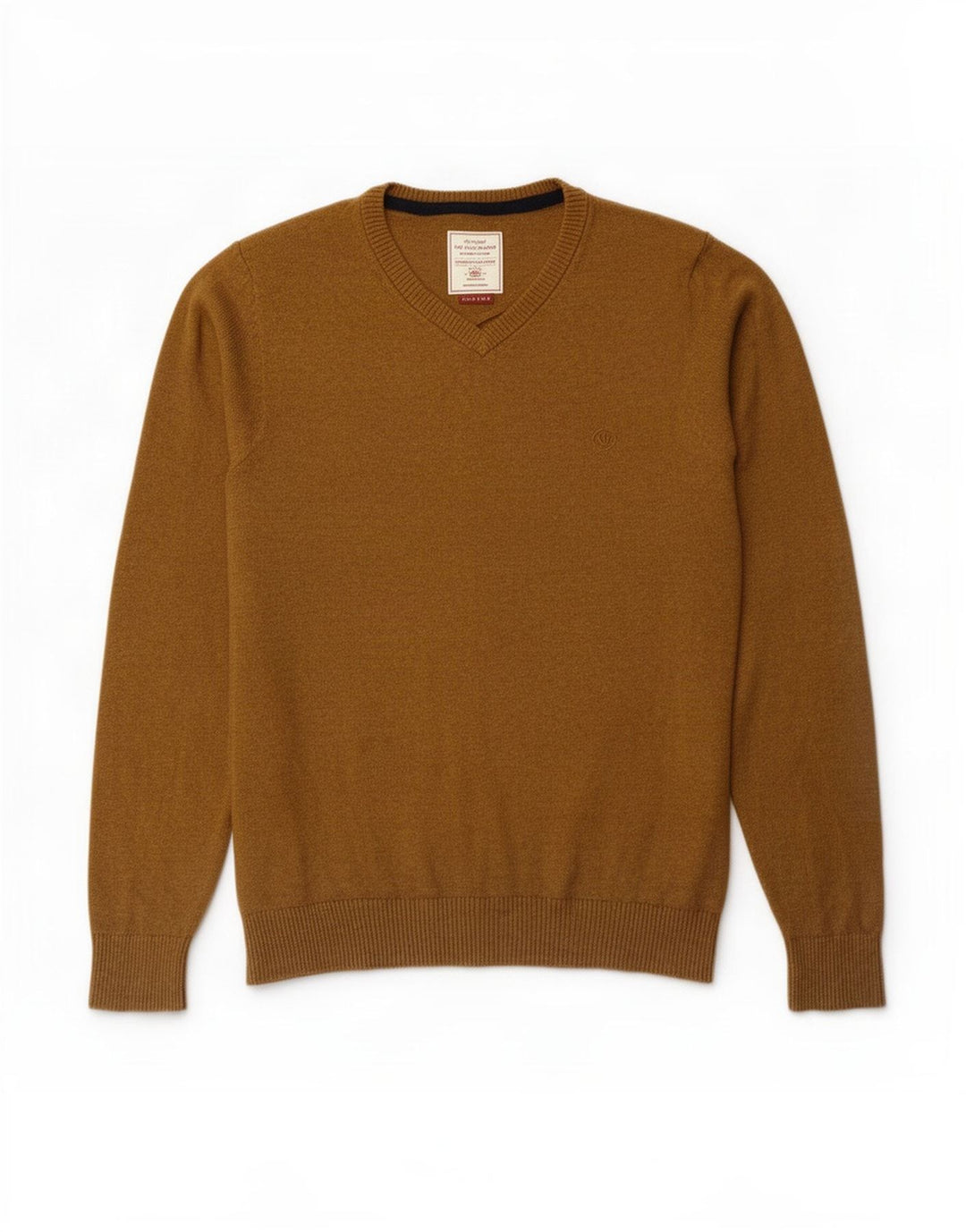 Maglione da uomo con scollo a V Fat Face in cotone marrone medio