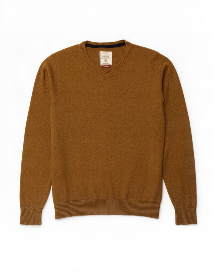 Maglione da uomo con scollo a V Fat Face in cotone marrone medio