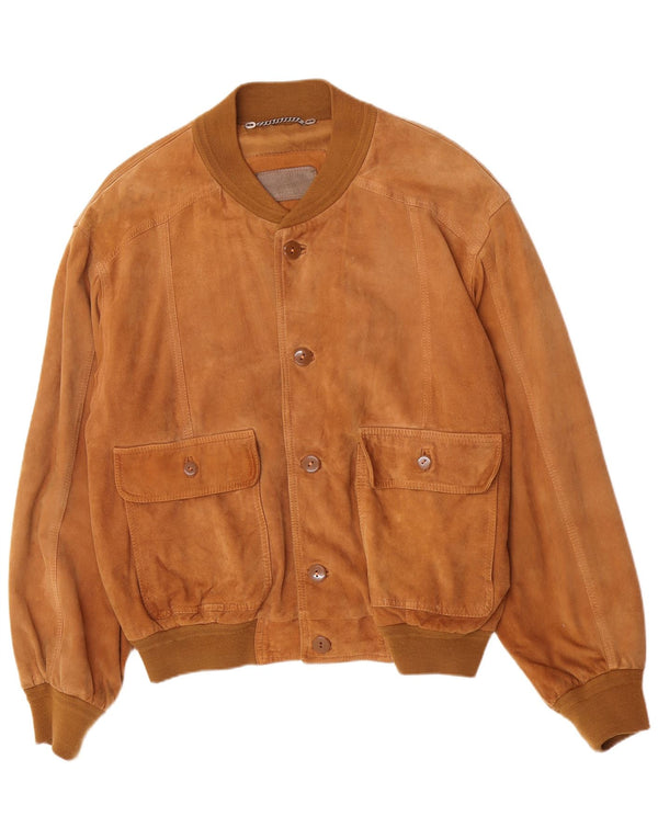 Giubbotto bomber in pelle scamosciata da uomo Lusso IT 52 XL in pelle marrone