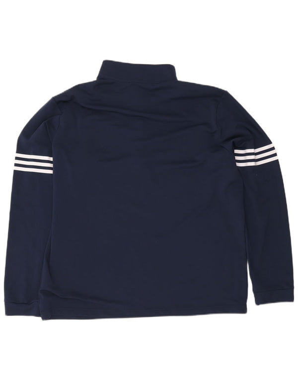 Adidas Uomo Zip Collo Pullover Tuta Top XL Blu Navy Poliestere