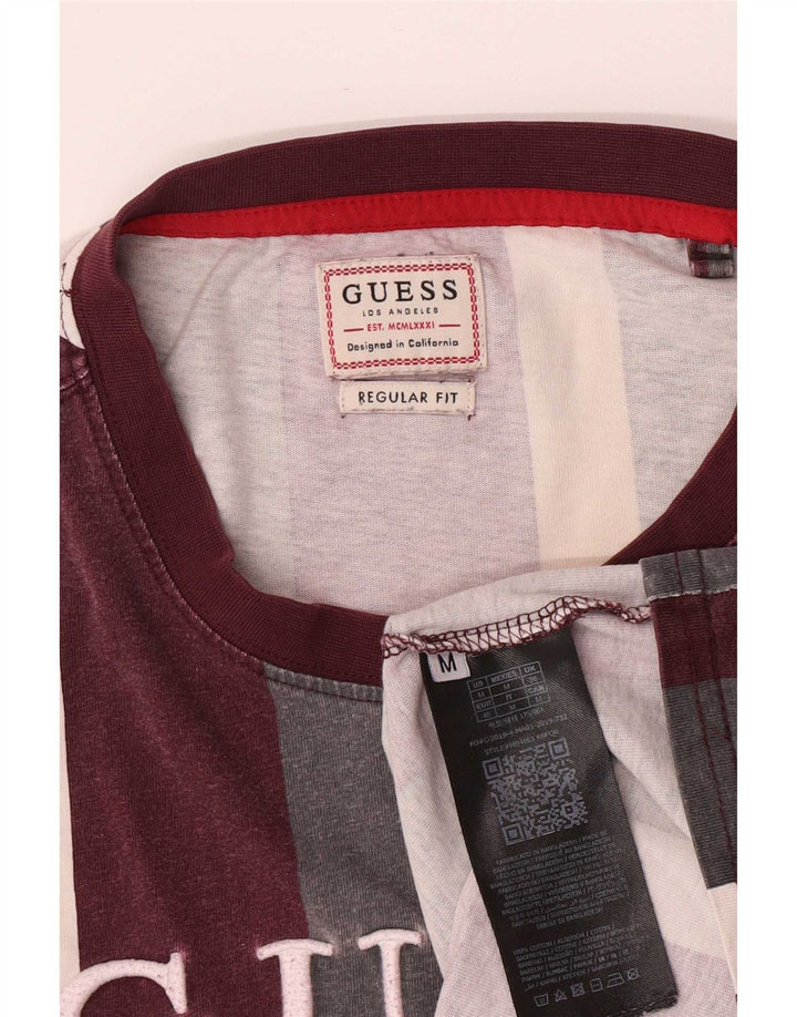 Guess T-shirt grafica da uomo con vestibilità regolare, a righe medie, multicolore
