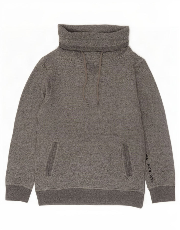 Guess Felpa da uomo con collo alto con grafica, maglione, cotone chiazzato grigio medio