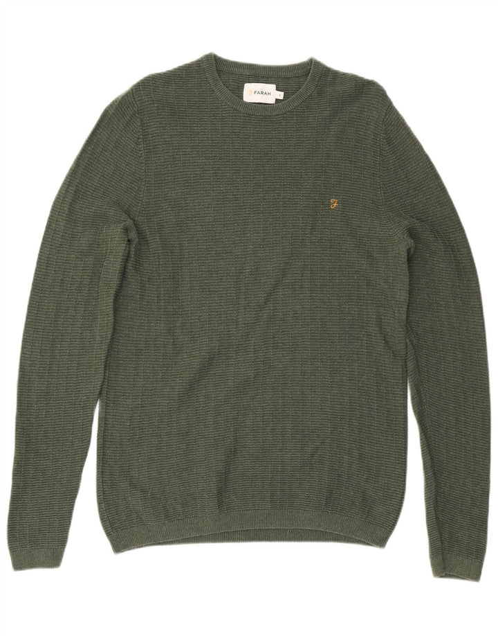 Maglione girocollo da uomo Farah piccolo in cotone verde