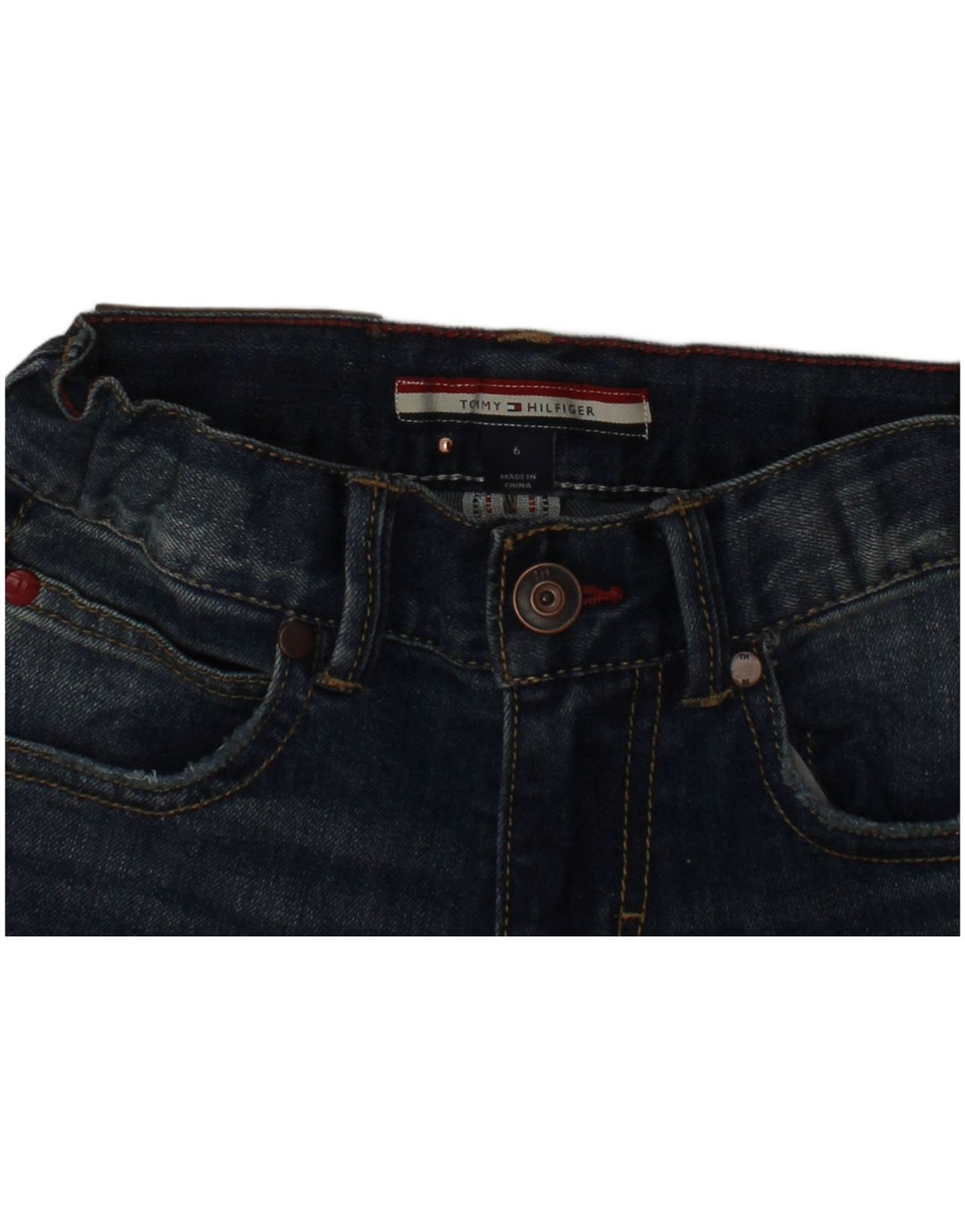 TOMMY HILFIGER Jeans dritti invecchiati per ragazzi 5-6 anni W24 L20 Blu
