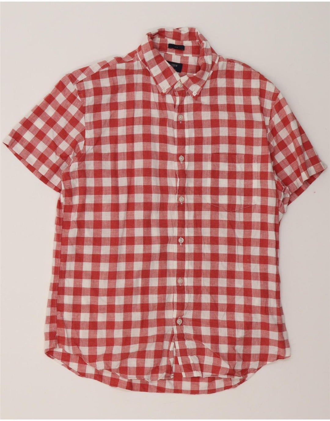 J. CREW Camicia slim a maniche corte da uomo in cotone a quadri rossi grandi