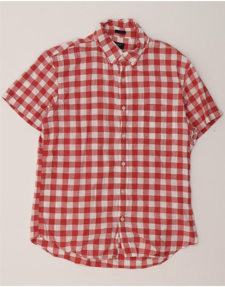 J. CREW Camicia slim a maniche corte da uomo in cotone a quadri rossi grandi
