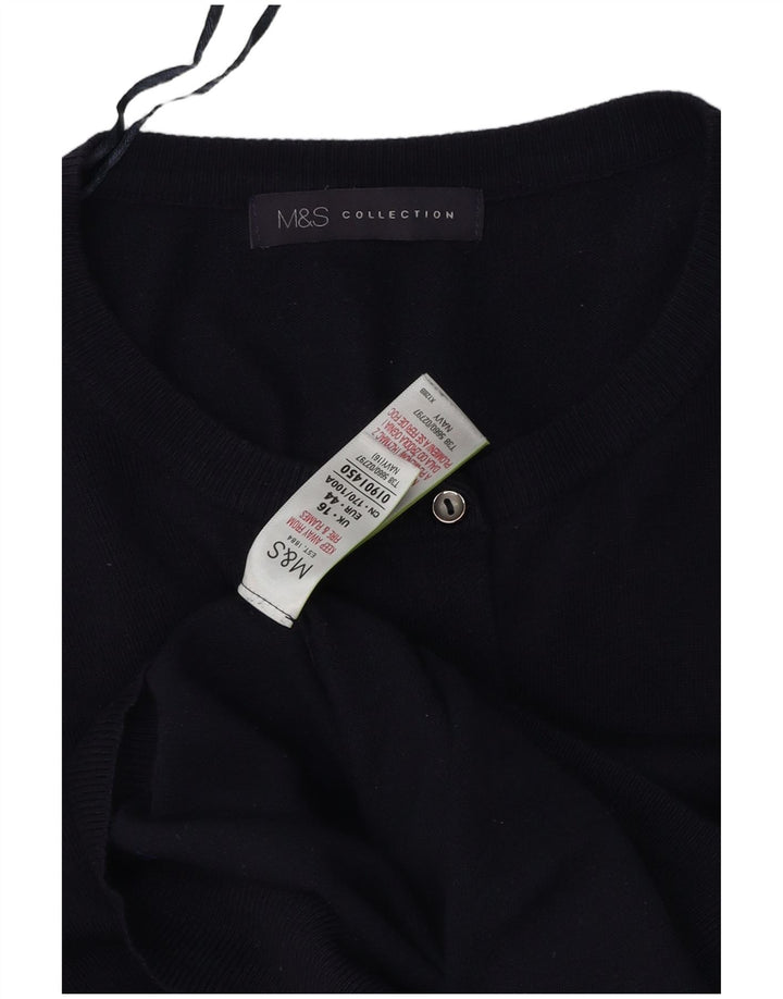 Maglione cardigan da donna Marks & Spencer UK 16 grande viscosa blu navy