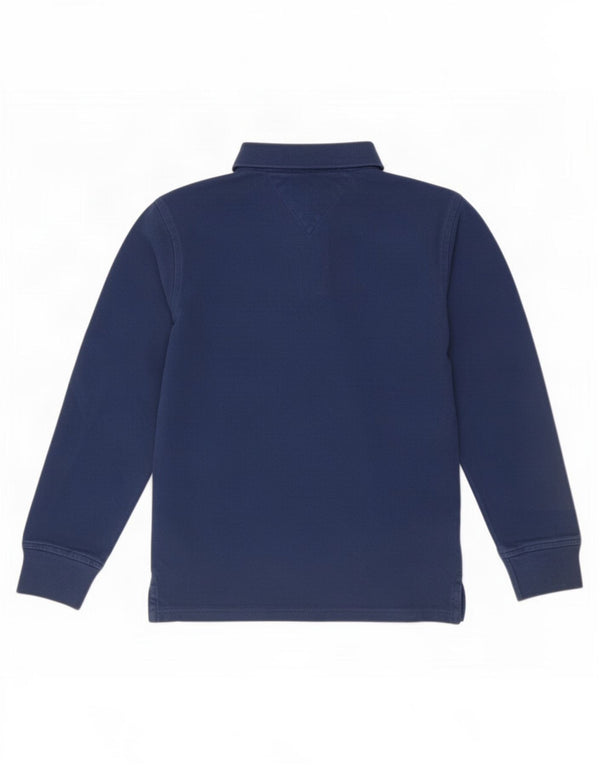 Tommy Hilfiger Boys Long Sleeve Polo Shirt 9-10 Years Navy Blue Cotton