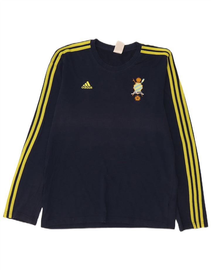 Adidas Climalite Graphic Top da uomo a maniche lunghe in cotone blu navy medio