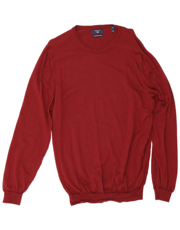 Gant Maglione da uomo con scollo a barca XL in lana merino bordeaux