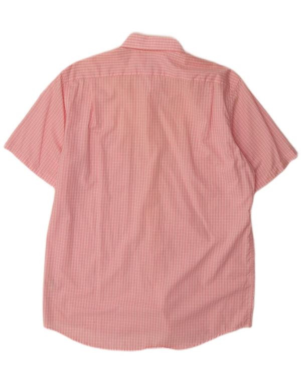 Camicia a maniche corte da uomo Lacoste taglia 42 grande in cotone a quadretti rosa