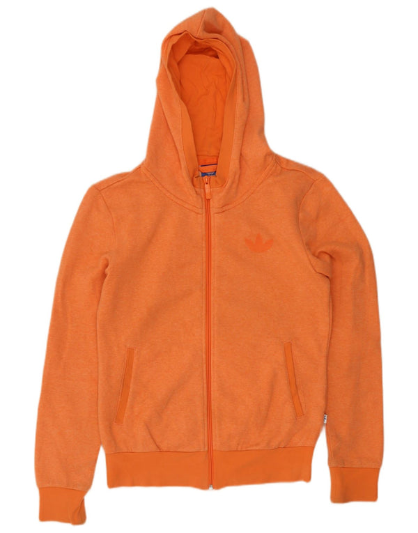 Adidas Womens Zip Hoodie Sweater UK 8 Small Orange Cotton