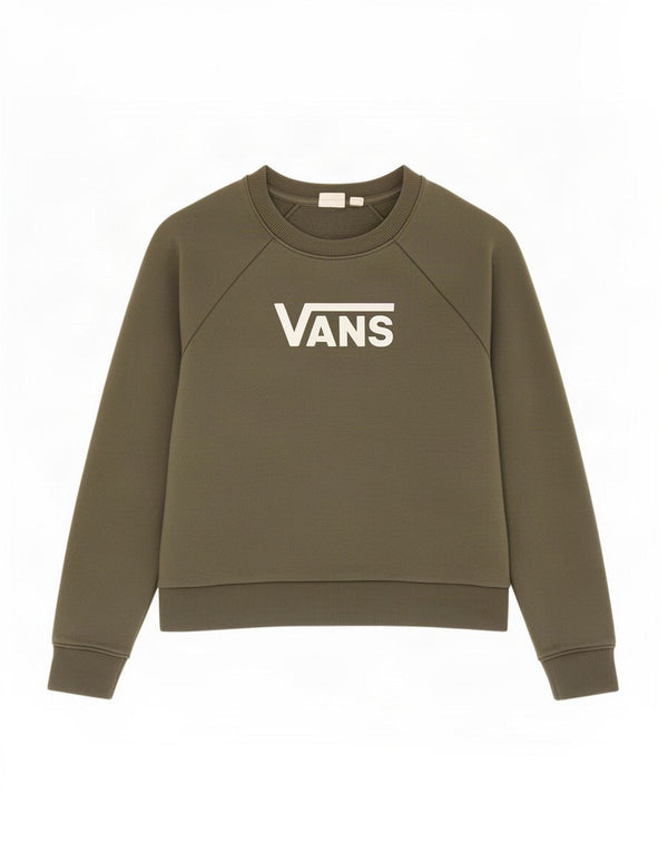 Felpa con grafica corta oversize da donna Vans, maglione UK 6 XS, cotone kaki