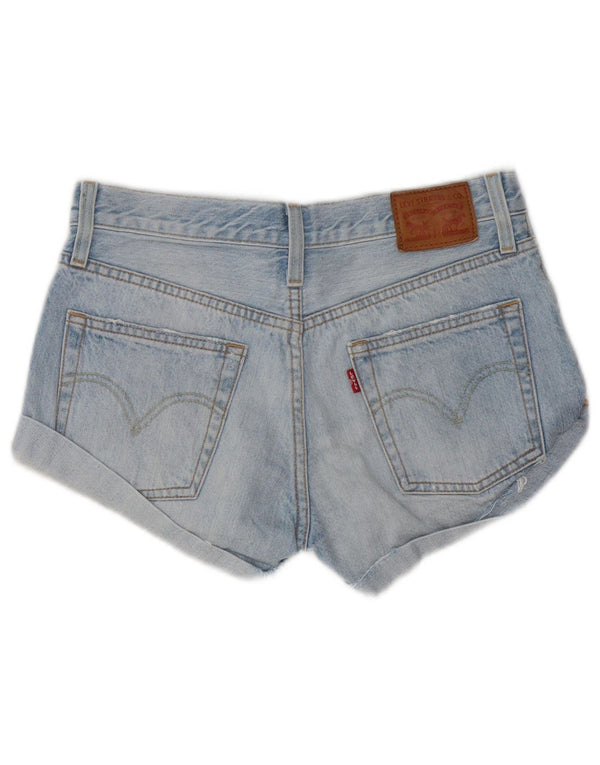 Pantaloncini di jeans invecchiati da donna Levi's W24 XS cotone blu