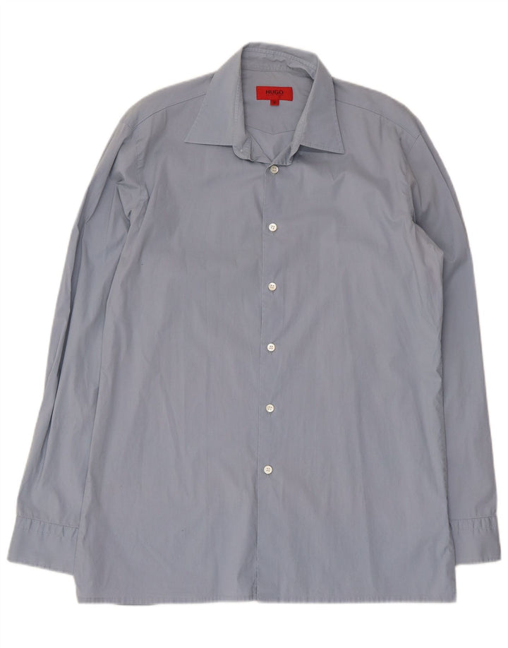 Camicia da uomo Hugo Boss in cotone blu medio