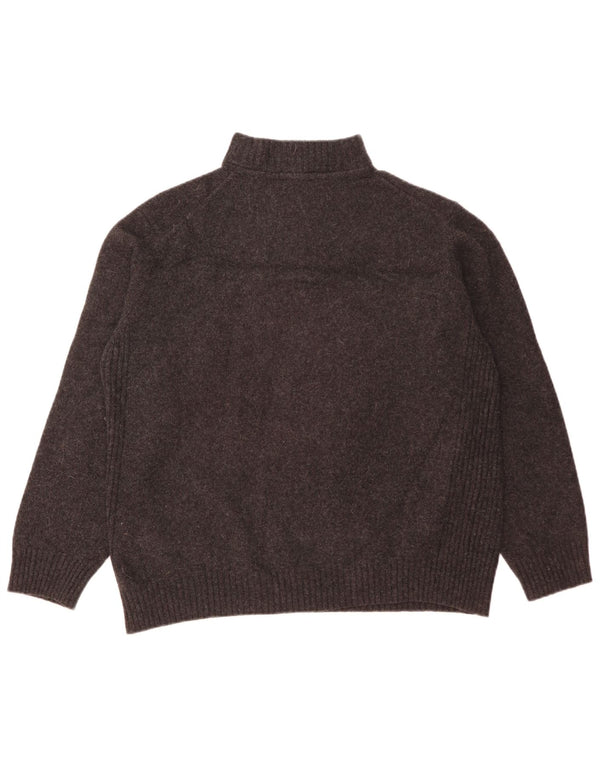 Maglione maglione con collo con zip da donna Barbour UK 20 2XL lana grigia