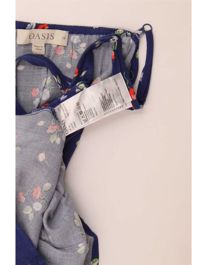 Canotta da donna Oasis UK 14 Viscosa floreale blu medio