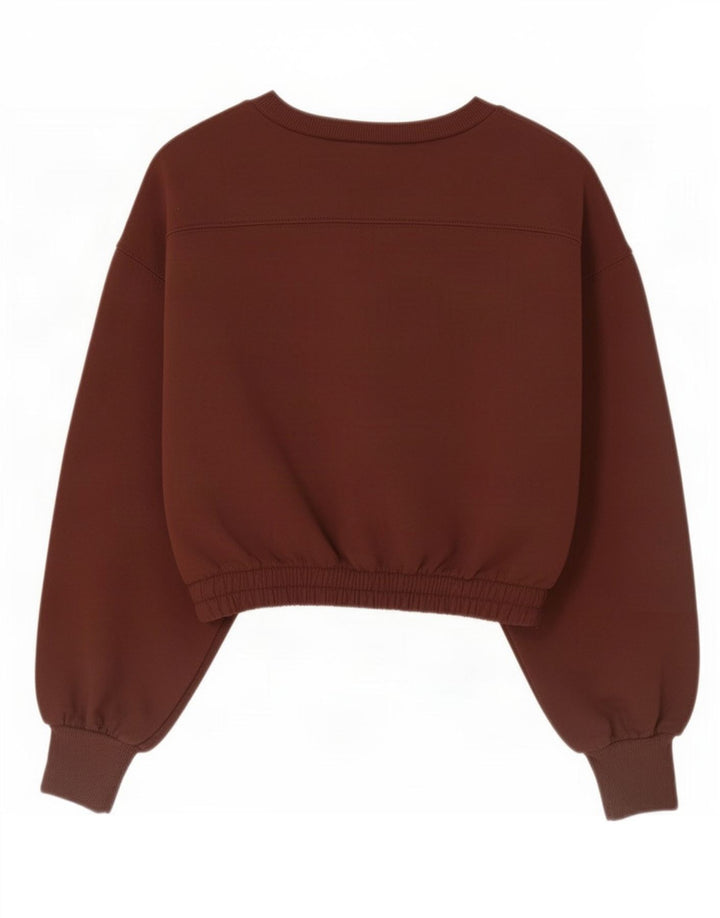 Felpa corta da donna Zara UK 10 piccola marrone