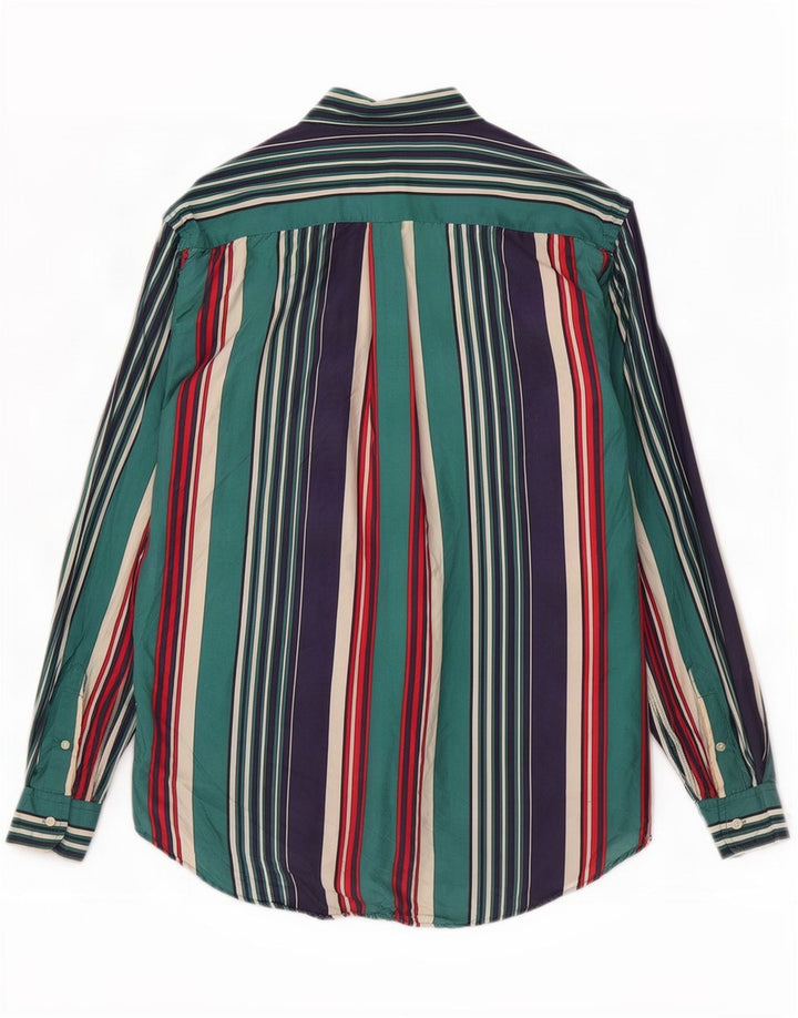 Camicia Vintage Uomo Piccola Seta Rigata Blu