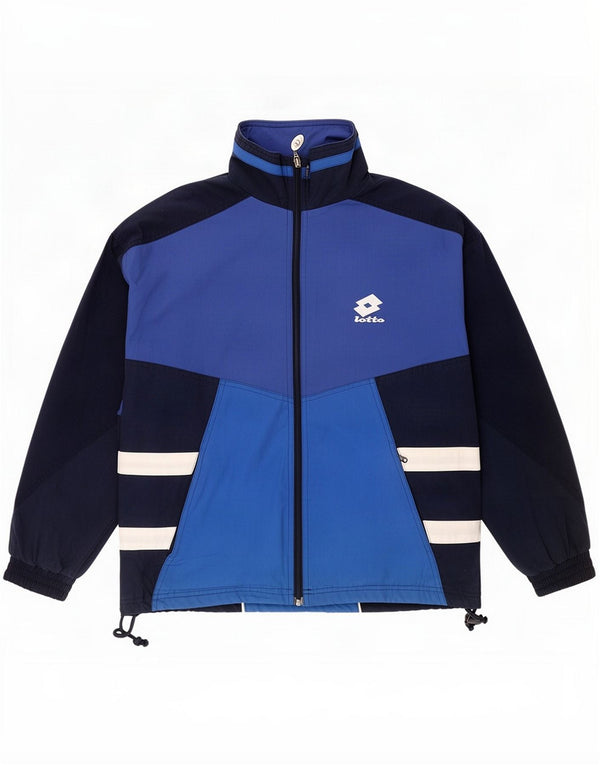 Lotto Giacca da tuta da uomo piccola in cotone color block blu navy