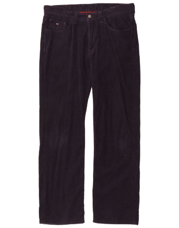 Pantaloni dritti in velluto a coste da uomo Tommy Hilfiger W34 L32 cotone blu navy