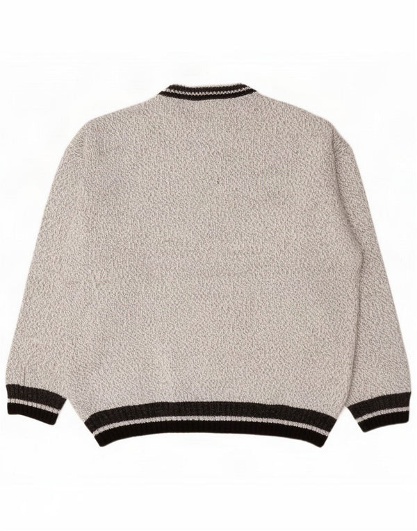 Vintage Mens Crew Neck Jumper Sweater XL Grey Flecked Acrylic
