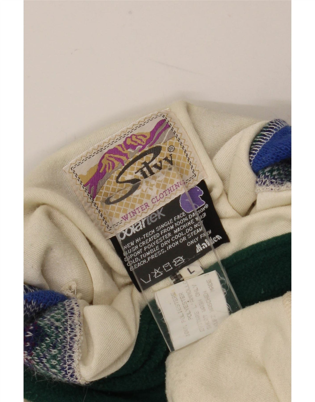 Maglione in pile da donna Silvy con collo con zip UK 16 Large Poliestere color block bianco