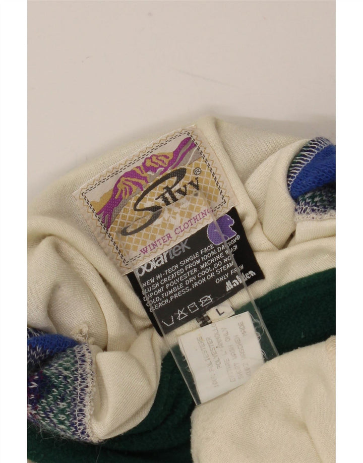 Maglione in pile da donna Silvy con collo con zip UK 16 Large Poliestere color block bianco