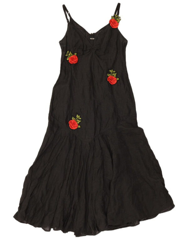 Notizie Abito maxi slip da donna UK 16 Large Nero floreale