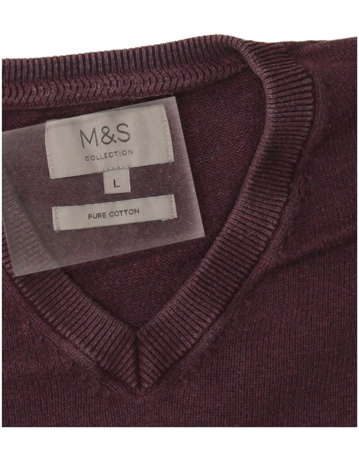 Maglione da uomo con scollo a V Marks & Spencer grande cotone viola