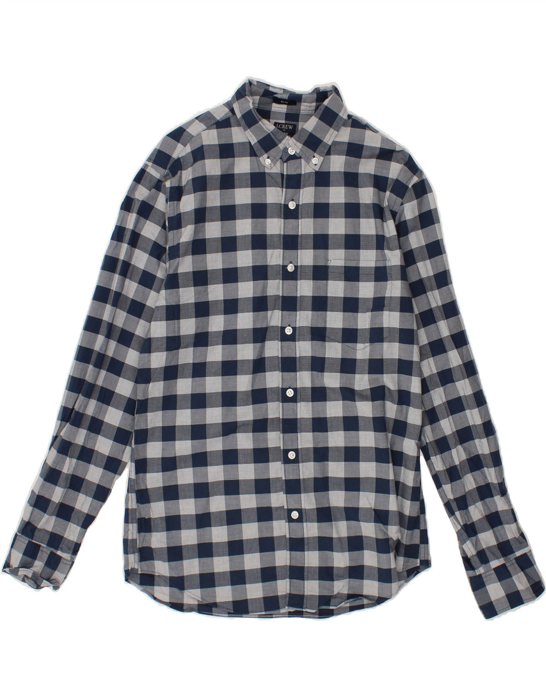 J. CREW Mens Shirt Medium Navy Blue Gingham Cotton Vintage J. Crew and Second-Hand J. Crew from Messina Hembry 