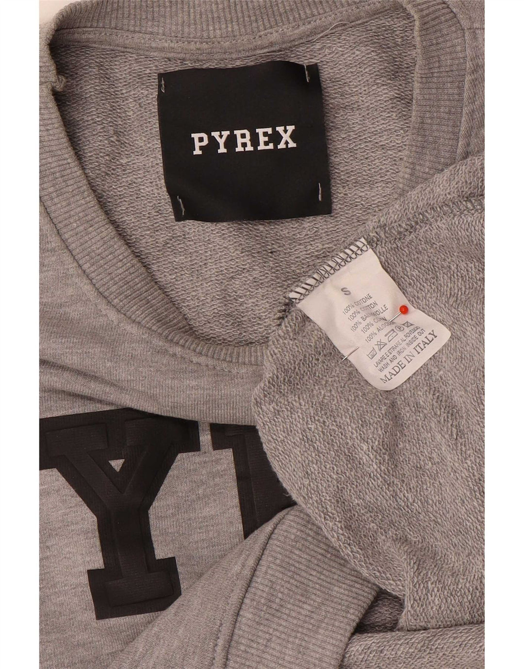Pyrex Felpa con grafica corta oversize da donna UK 10 Small Grigio