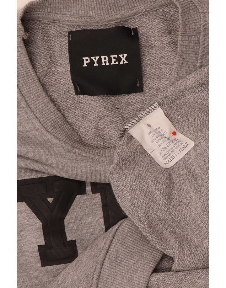 Pyrex Felpa con grafica corta oversize da donna UK 10 Small Grigio