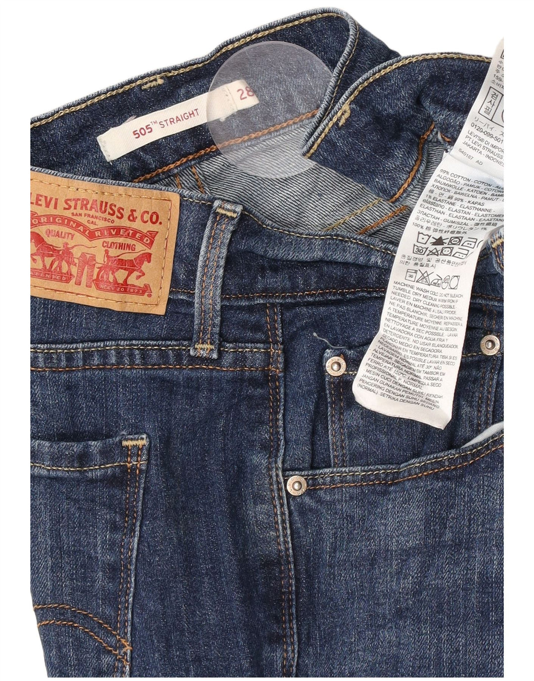 Jeans dritti Levi's 505 da donna W28 L32 cotone blu