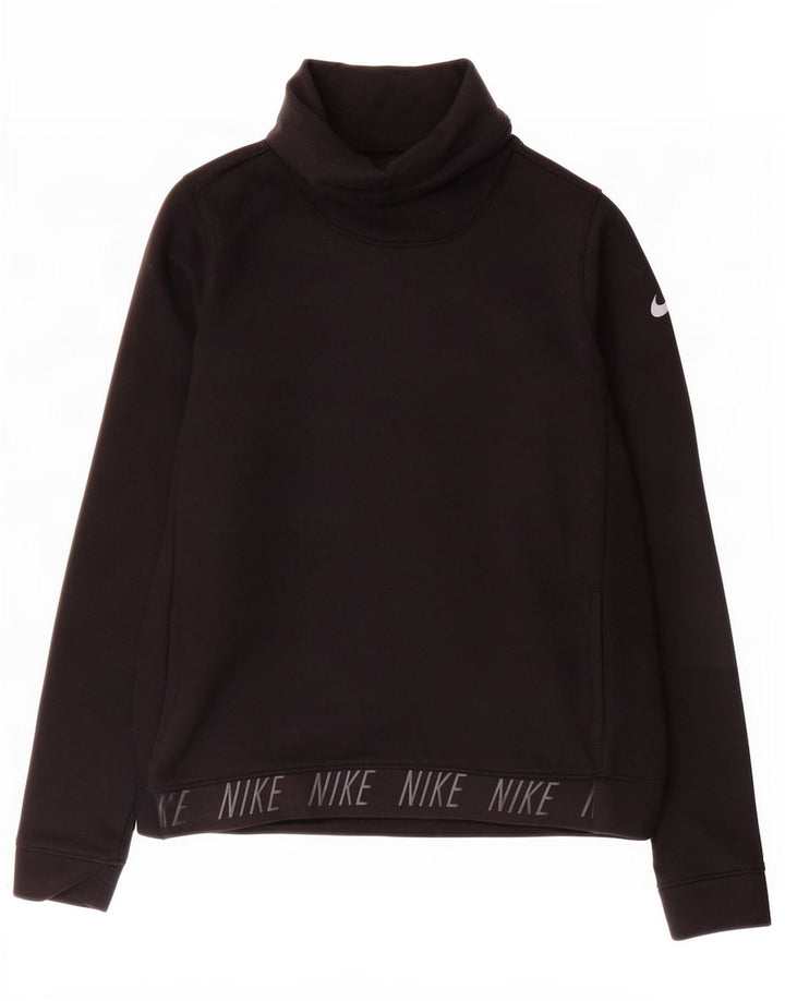 Felpa con grafica Nike da donna, maglione UK 10, piccola, poliestere nero