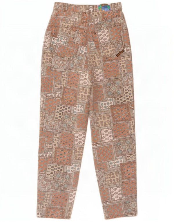 Pantaloni casual affusolati da donna vintage W24 L27 Marrone geometrico