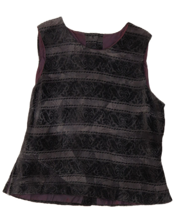 Camicetta senza maniche da donna Michel Ambers UK 16 Large Black Paisley