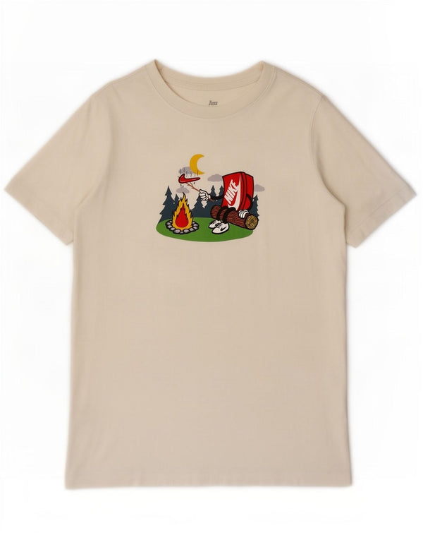 T-shirt grafica da ragazzo Nike Top 13-14 anni XL cotone bianco